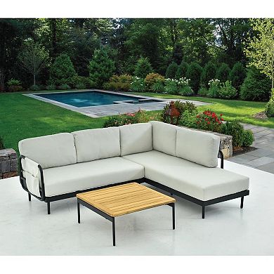 Aluminum Patio Sectional Set 2-Piece Outdoor Sofa with Weather Resistant Cushions