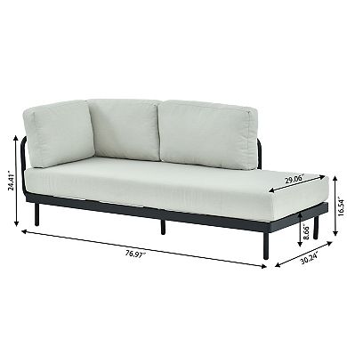 Aluminum Patio Sectional Set 2-Piece Outdoor Sofa with Weather Resistant Cushions