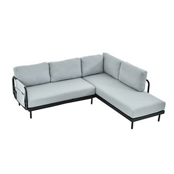 Aluminum Patio Sectional Set 2 pc Outdoor Sofa with Weather Resistant Cushions