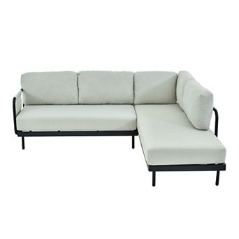 Aluminum Patio Sectional Set 2 pc Outdoor Sofa with Weather Resistant Cushions