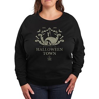 Disney's The Nightmare Before Christmas Plus Size Welcome to Halloween Town French Terry Long Sleeve Tee