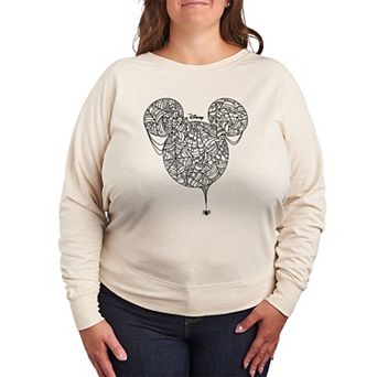 Disney's Mickey Mouse Plus Size Spider Web French Terry Long Sleeve Tee