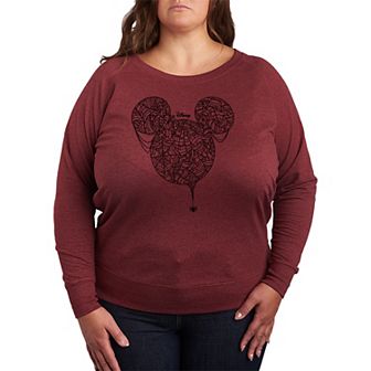 Disney's Mickey Mouse Plus Size Spider Web French Terry Long Sleeve Tee