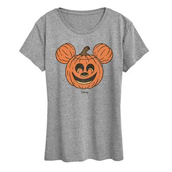 Disney's Mickey Mouse Women's Distressed Pumpkin Graphic Tee
