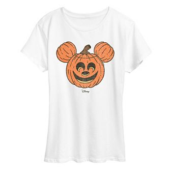 Disney's Mickey Mouse Women's Distressed Pumpkin Graphic Tee