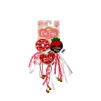 Meow 3 pk Donut & Heart Plush Cat Toys
