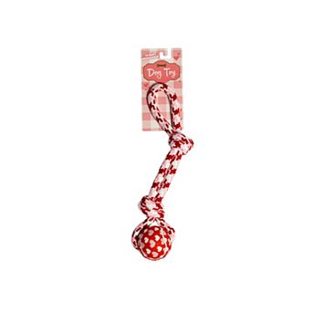Woof Heart Tennis Ball Rope Toy