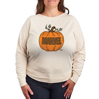 Plus Size Marvel Logo Pumpkin French Terry Long Sleeve Tee
