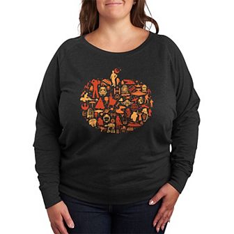 Plus Size Star Wars Pumpkin Silhouette French Terry Long Sleeve Tee