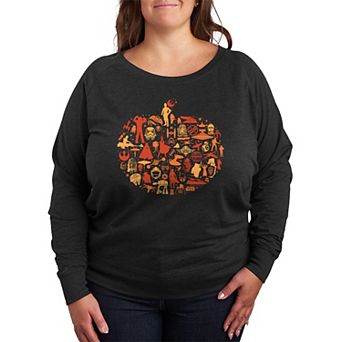 Plus Size Star Wars Pumpkin Silhouette French Terry Long Sleeve Tee