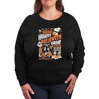 Plus Size Peanuts Haunted Halloween Bash French Terry Long Sleeve Tee