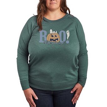 Plus Size Peanuts Snoopy BOO! French Terry Long Sleeve Tee