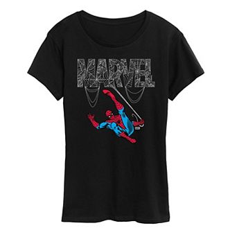 Women's Marvel Spider-Man Web Logo Graphic Tee