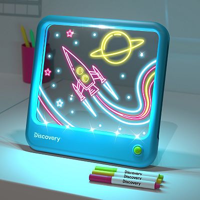 John Adams Glowpad – Tablette Lumineuse Pour Dessiner Avec 2 Marqueurs Néon – 8 Réglages LED