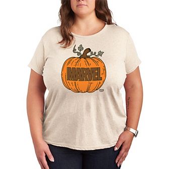 Plus Size Marvel Logo Pumpkin Graphic Tee