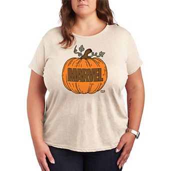 Plus Size Marvel Logo Pumpkin Graphic Tee