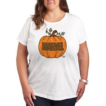 Plus Size Marvel Logo Pumpkin Graphic Tee