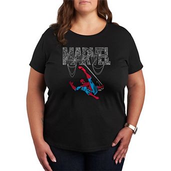 Plus Size Marvel Spider-Man Web Logo Graphic Tee