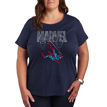 Plus Size Marvel Spider-Man Web Logo Graphic Tee