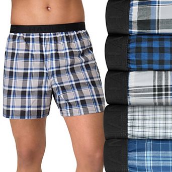 Men's Hanes® 5-Pack Core Assorted Plaid Woven 6-Inch Boxer Underwear