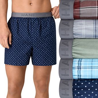 Men's Hanes® 5-Pack Core Assorted Woven 6-Inch Boxer Underwear