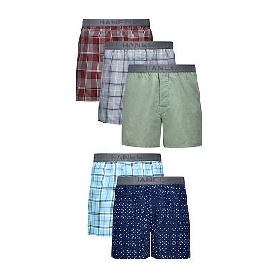 Men's Hanes® 5-Pack Core Assorted Woven 6-Inch Boxer Underwear