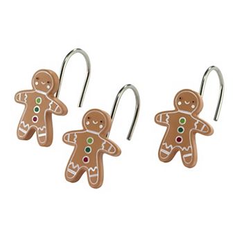 Avanti Gingerbread Man 12 pc Decorative Shower Curtain Hook Set