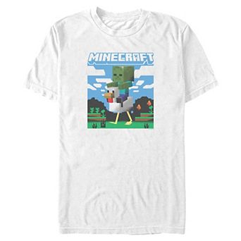 Big & Tall Minecraft Zombie Chicken Jockey Scene Graphic Tee