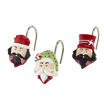 Avanti Peppermint Nutcracker 12 pc Decorative Shower Curtain Hook Set