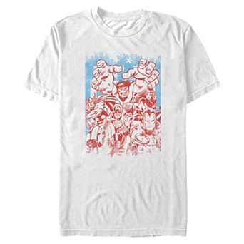 Big & Tall Marvel Avengers Characters Americana Poster Graphic Tee