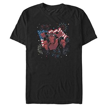 Big & Tall Marvel Deadpool Firework Scene Americana Graphic Tee