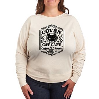 Plus Size Coven Cat Café French Terry Long Sleeve Tee