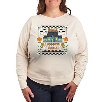 Plus Size Home Spooky Home French Terry Long Sleeve Tee