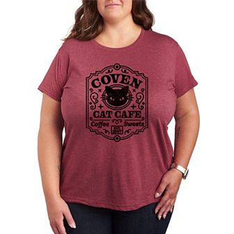 Plus Size Coven Cat Café Graphic Tee