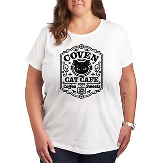 Plus Size Coven Cat Café Graphic Tee