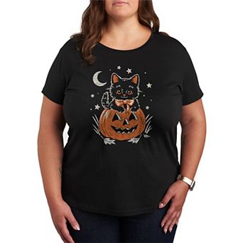 Plus Size Halloween Kitten Graphic Tee
