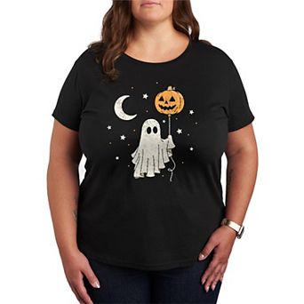 Plus Size Ghost & Pumpkin Balloon Graphic Tee