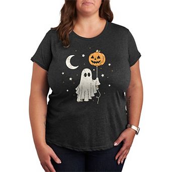 Plus Size Ghost & Pumpkin Balloon Graphic Tee