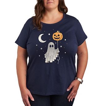 Plus Size Ghost & Pumpkin Balloon Graphic Tee
