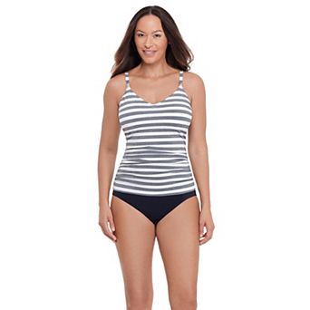 Women's Bal Harbour V-Neck Striped Tankini Swim Top