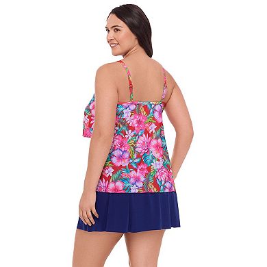 Plus Size Bal Harbour Triple Tier Tankini Swim Top