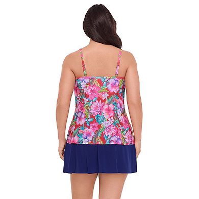 Plus Size Bal Harbour Triple Tier Tankini Swim Top
