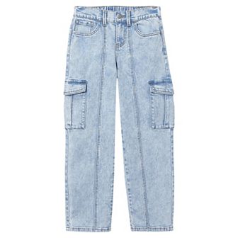 Girls 2-16 Lands' End Denim Cargo Wide Leg Jeans