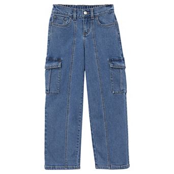 Girls 2-16 Lands' End Denim Cargo Wide Leg Jeans