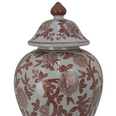 Chris Lidded Accent Jar, Bird and Floral, Ceramic
