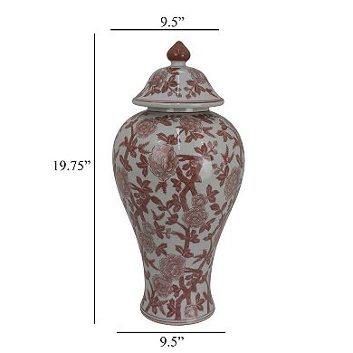Chris Lidded Accent Jar, Bird and Floral, Ceramic