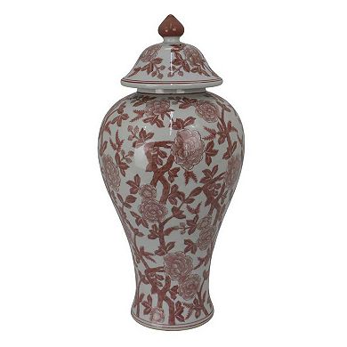 Chris Lidded Accent Jar, Bird and Floral, Ceramic