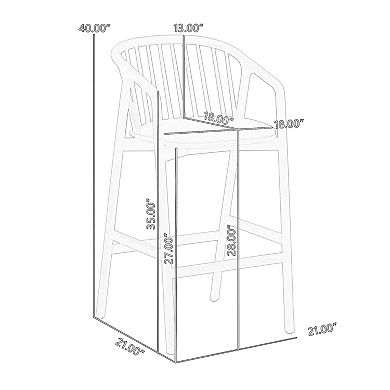 Rchy Barstool Chair, Curved Spindle Back, Faux Leather, Oak Wood