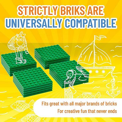 Classic Building Brick Baseplates, 20 Pieces, 2.5x2.5 In (8x8 Studs)