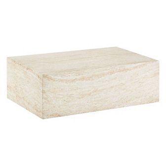 LeisureMod Maya Rectangular Coffee Table, Fiberstone Indoor and Outdoor Accent Side Table